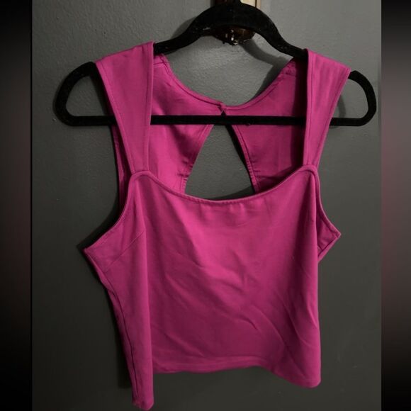 Maeve by Anthropologie Square Neck Cap Sleeve Top Size Large Magenta Pink NWT - Picture 2 of 8